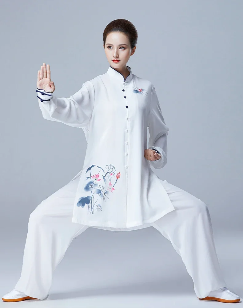 

Women Tai Chi Clothes Wushu Clothing Martial Art Uniform Kung Fu Dress Long Sleeve Lotus Painting 2022 New Style Free Shipping