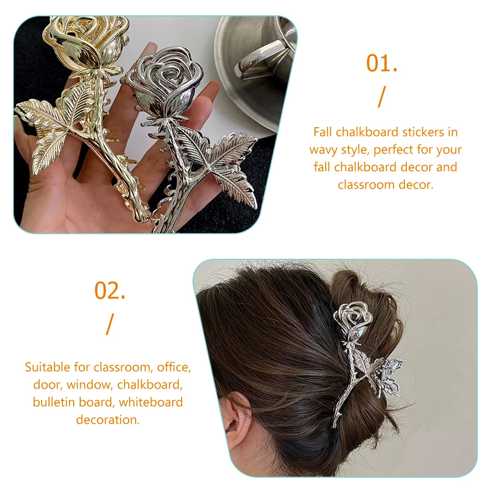 

2pcs Rose Hair Clip Elegant Claw Clips for Women Metal Styling Small Claw Hairpin Wedding Flower Design Bright Luster Non Slip