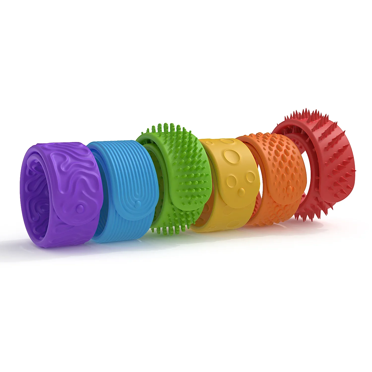 6 uds juguetes sensoriales de silicona para niños autismo juguete sensorial calmante Fidget juguetes pulseras de bofetada texturizadas para necesidades especiales Fidgets