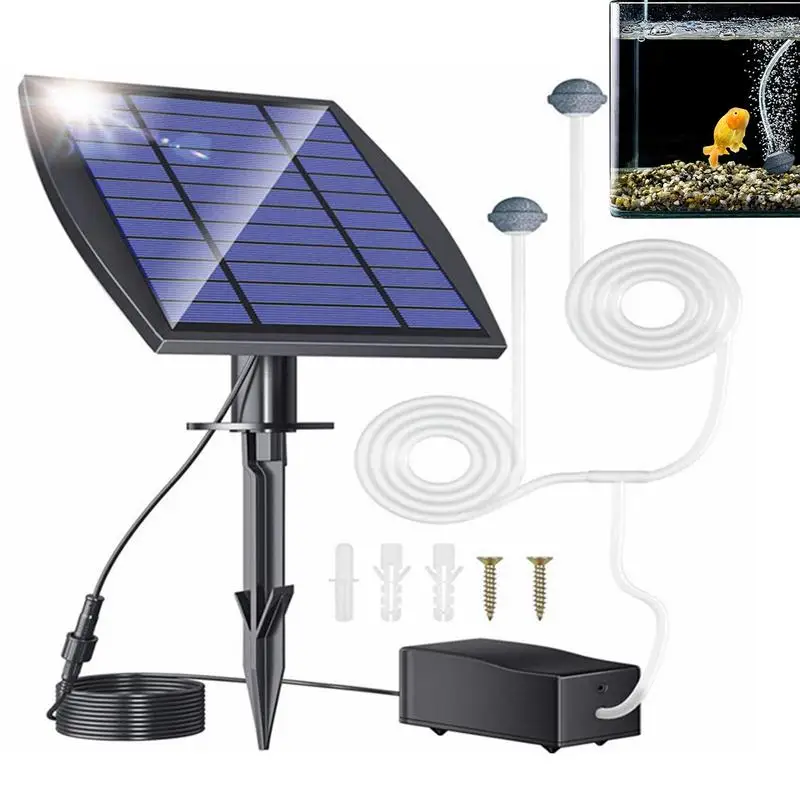 

Solar Powered Aquarium Household Multiple Mode Air Compressor Oxygenator Air Pump High Power Fish Tank Air Bubbler For Fish