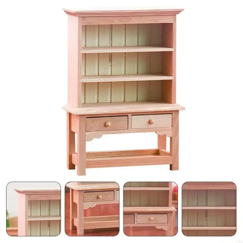 

Miniature Bookcase Doll House Accessories 1/12 Unpainted Shelf Model Figure L8RB