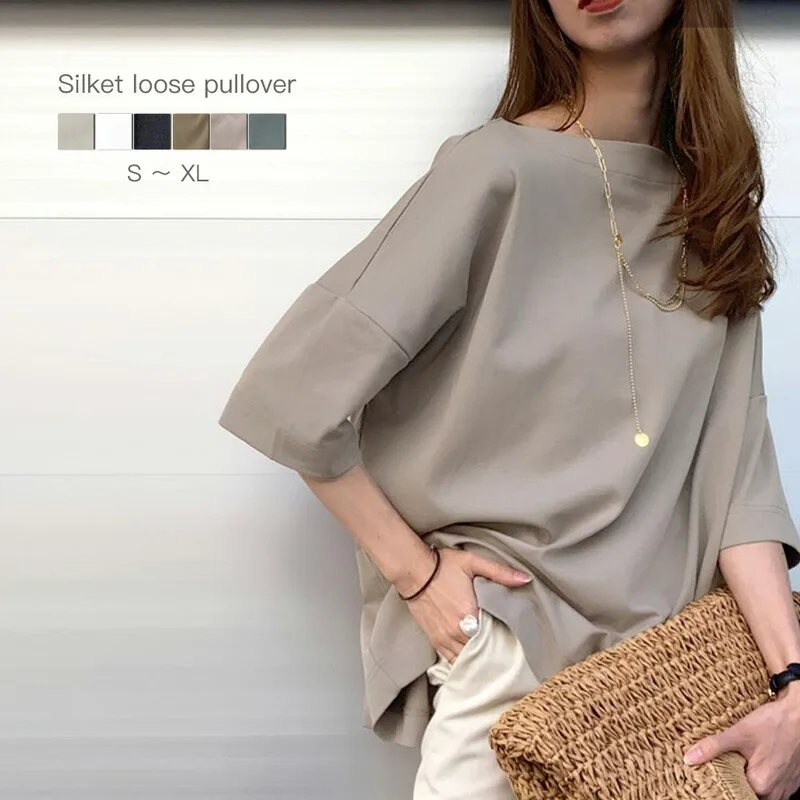 Rokid New Summer Cotton T-shirt da donna Loose Fit Or Sve Top monospalla Carino giapponese Sle Regular Sve Lunghezza