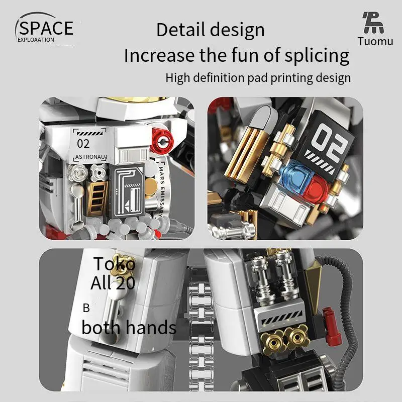Astronauta aeroespacial montagem semi mecânica bloco de construção série espaço modelo foguete bloco de construção kit brinquedo das crianças