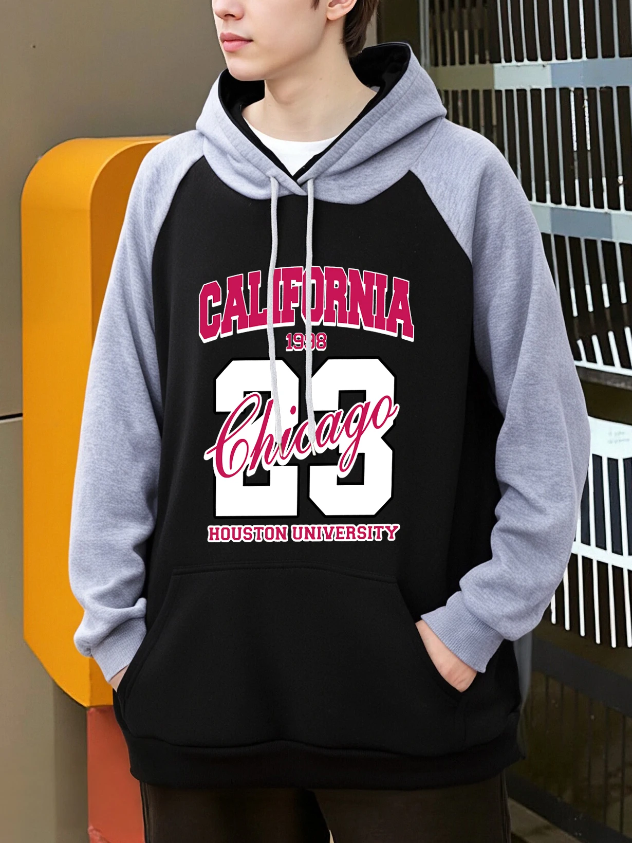 كاليفورنيا شيكاغو هيوستن جامعة نمط الرجال راجلان هودي خمر الرياضة الأعلى الصوف لينة البلوز عارضة جيب الرياضية
