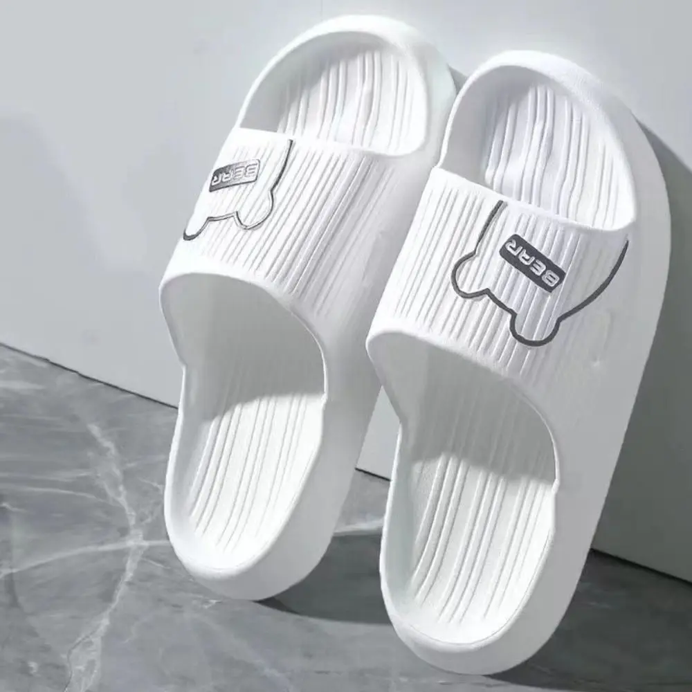 

Cartoon Bear Platform Slippers Women Anti Slip Soft Sole Slide Sandals Simple Beach Shoes Slippers for Men Indoor Outdoor