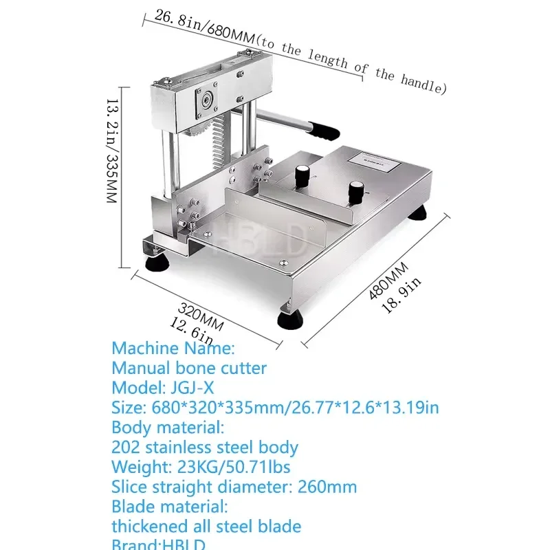 Manual Rib Cutter Hand Driven Saw Machine for Small Market Kitchen Frozen Meat Cutting Equipment