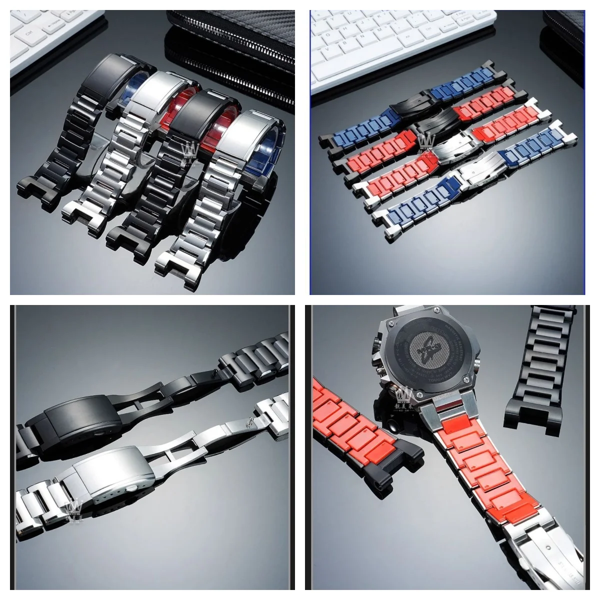 

MRG-G2000，MRG-B2000，For Casio G-SHOCK Series Modified Metal Stainless Steel Strap Male Black Silver