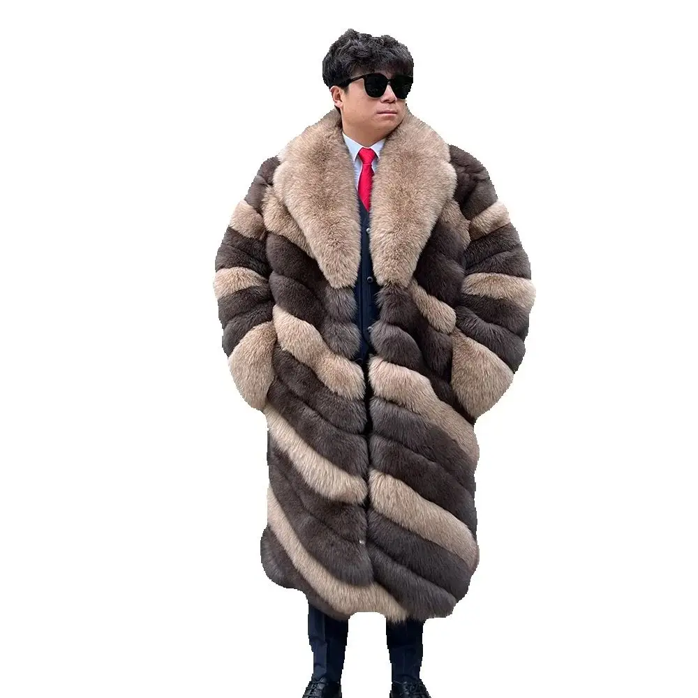 

Winter Warm Luxury Real Fur Coat High Quality Men Fox Fur Long Men's Coat Support Custom Wholesale