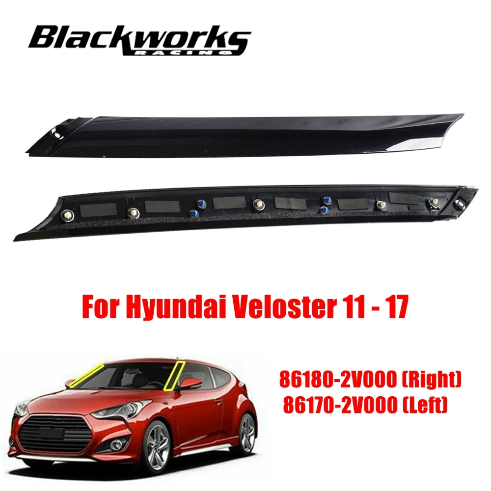 86170-2V000, 86180-2V000 Front Molding Windshield Pillar Trim Left Right Side 1Pair For Hyundai Veloster 2011-2017