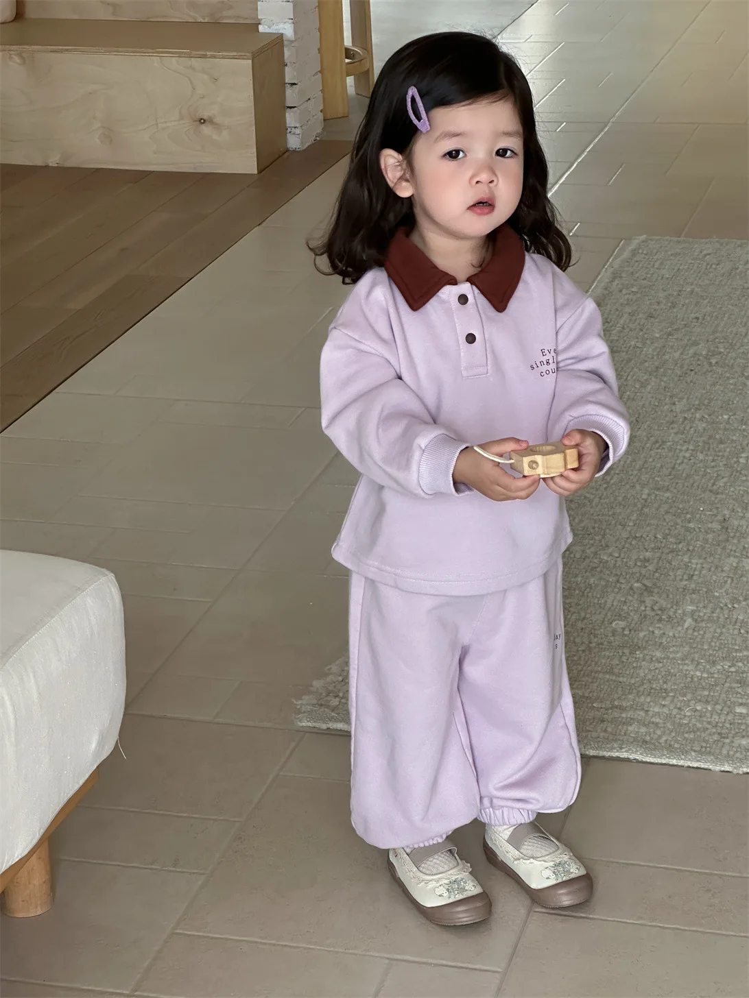2025 Autumn New Baby Long Sleeve Clothes Set Girls Lapel Letter Sweatshirt + Pants 2pcs Suit Cotton Toddler Casual Outfits