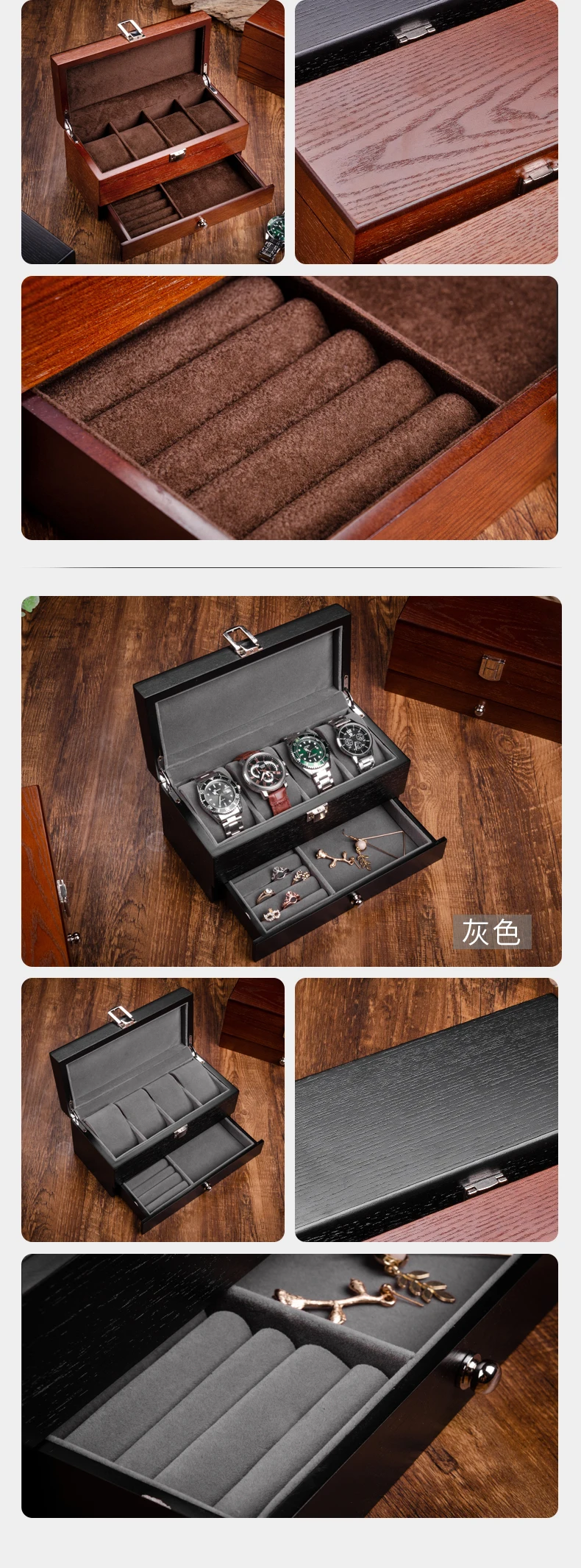 BOONTOON Portagioie In Legno Con 2 Cassetti – Stile Vintage, Perfetto Per Riporre Anelli, Orecchini E Collane. Regalo Ideale Per La Festa Della Mamma!