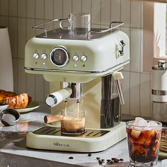 Bear Semi Automatic Small Home Coffee Maker Italian High Pressure Extraction Coffee Machine With Powerful Steam Milk Frothing