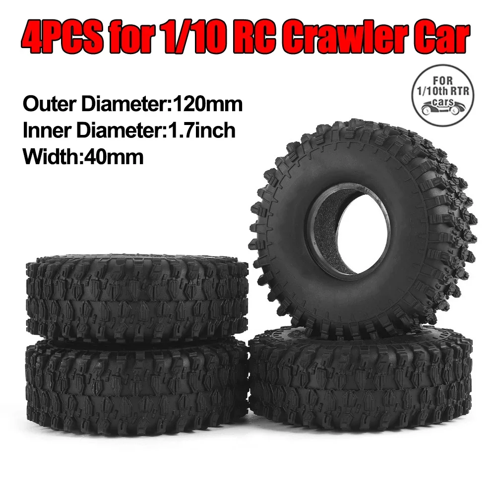 

4PCS 1.9 Beadlock Wheel 120mm 1/10 Rc Car Wheels Tyres for AXIAL SCX10 Wltoys Traxxas Redcat Rock 4WD MN99S Trx4m Trx4 Tamiya