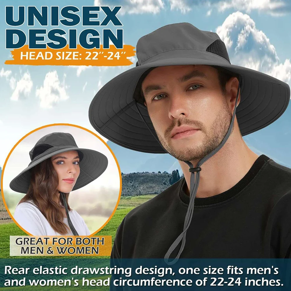 Fishing Cap Sun Hat for Men/Women Adjustable Wide Brim Bucket Hat Foldable Hat for Fishing Hiking Garden Safari Beach