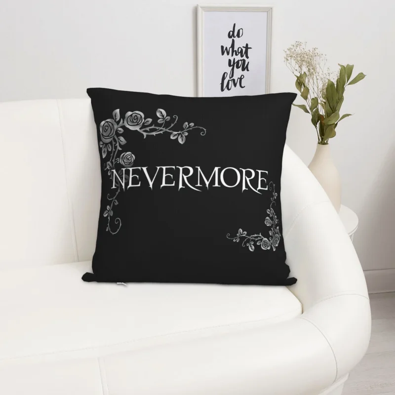 VIKAMA Edgar Allan Poe The Raven Nevermore Pillowcase, Gothic Literature Quote Cushion Cover, Emma J Shipley Art Print Decor
