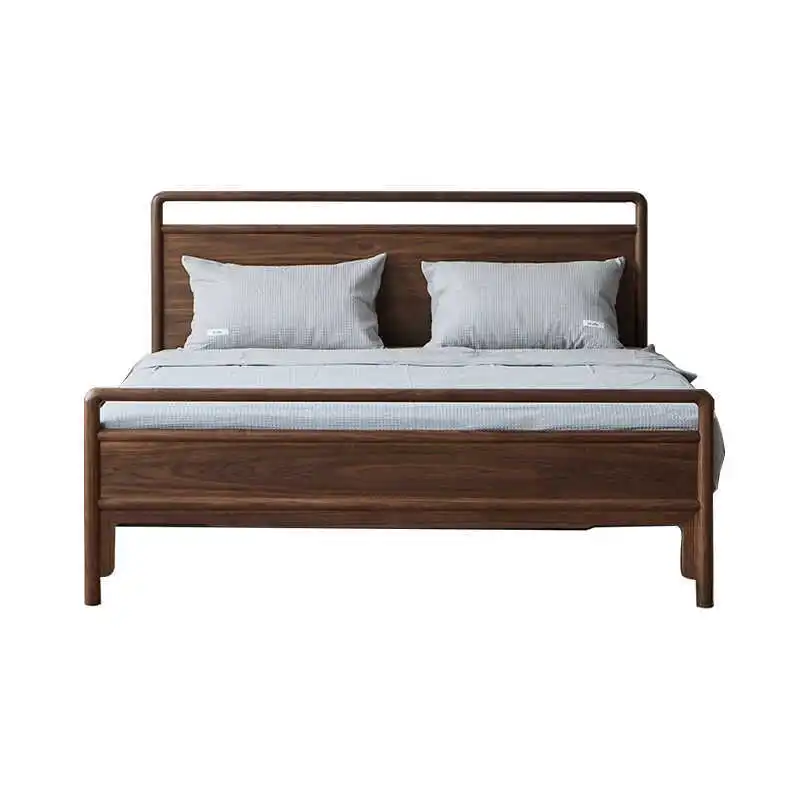 

New Chinese, North American, Black Walnut, All Solid Wood, Double Bed, Modern