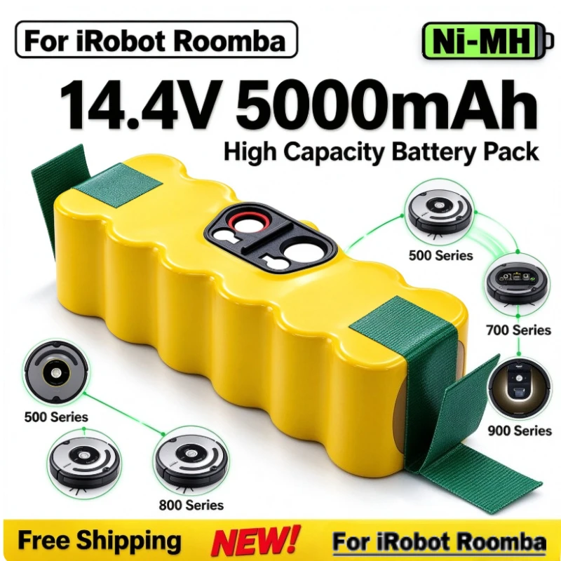 14.4V 5000mAh Battery for IRobot 500 600 700 800 900 Series Battery for IRobot Roomba14.4 V 620 650 770 780 580