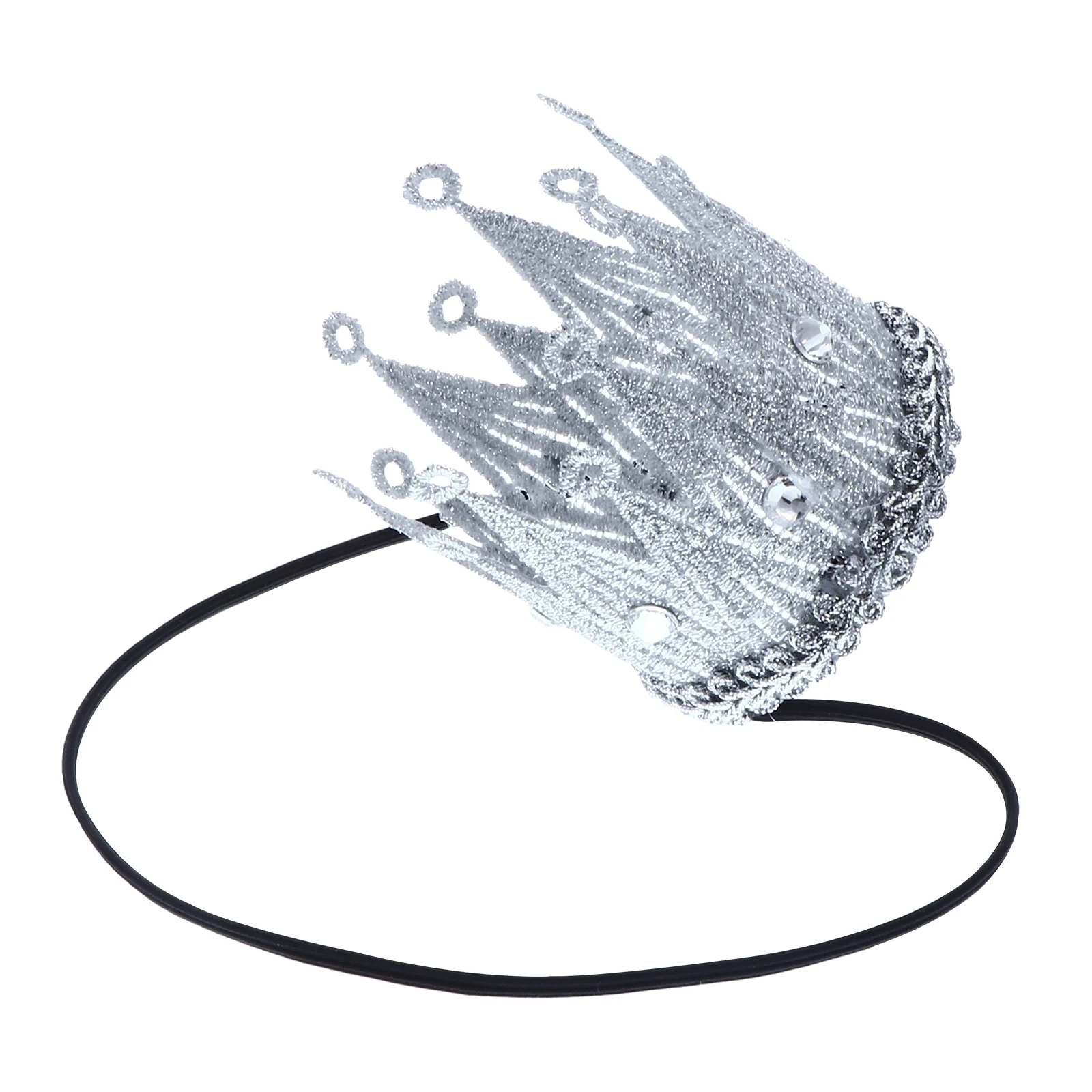 

Lace Hair Band Silver Hair Band Silver Headdress 'S Tie Cloth Hairpin Party Birthday Photo Prop