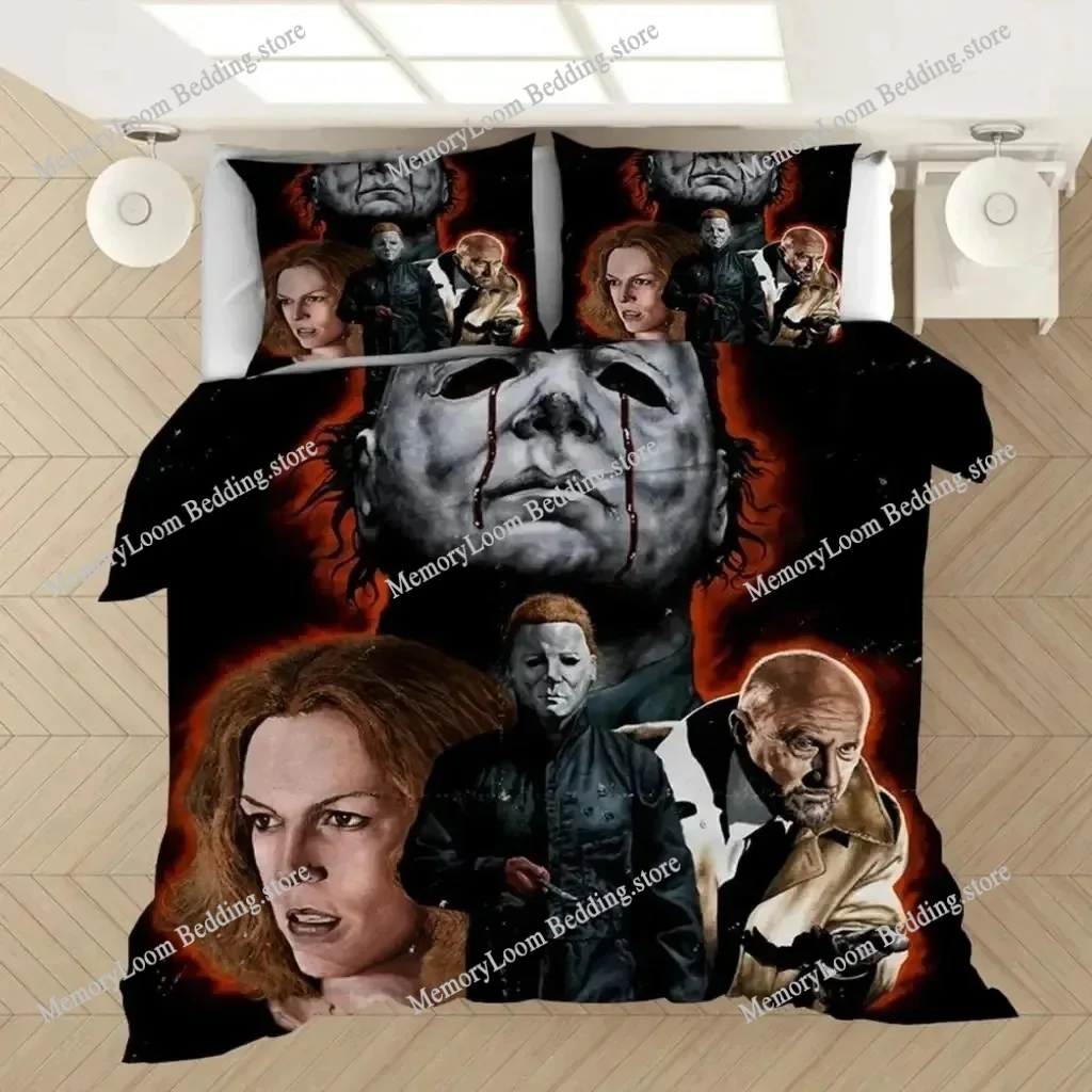 Movie Poster Cool Horror Michael Myers Halloween Bedding Set Single/Full/Queen Size 3D Print Duvet Cover Bedroom Decor Soft Set