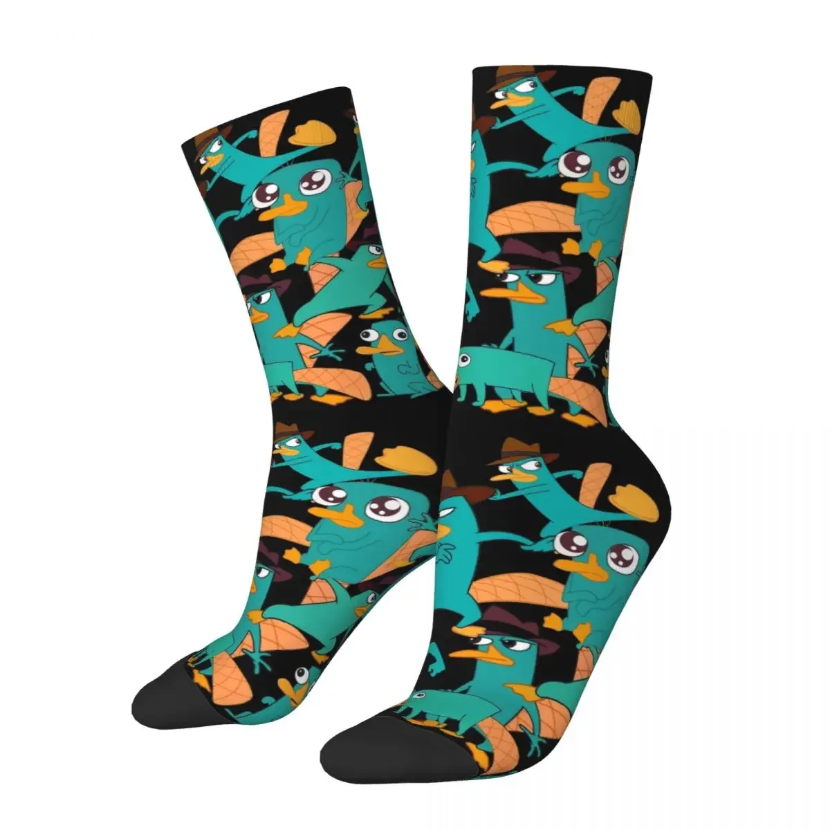 

Autumn Winter Colorful Unisex Perry The Agent Pattern Socks Sweat Absorbing Football Socks