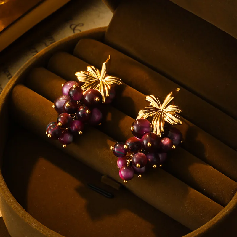 Fresh Grape Beaded Earrings - High-end Style Design - Flowing Tassels Earrings - Versatile and Fashionable Ear Jewelry