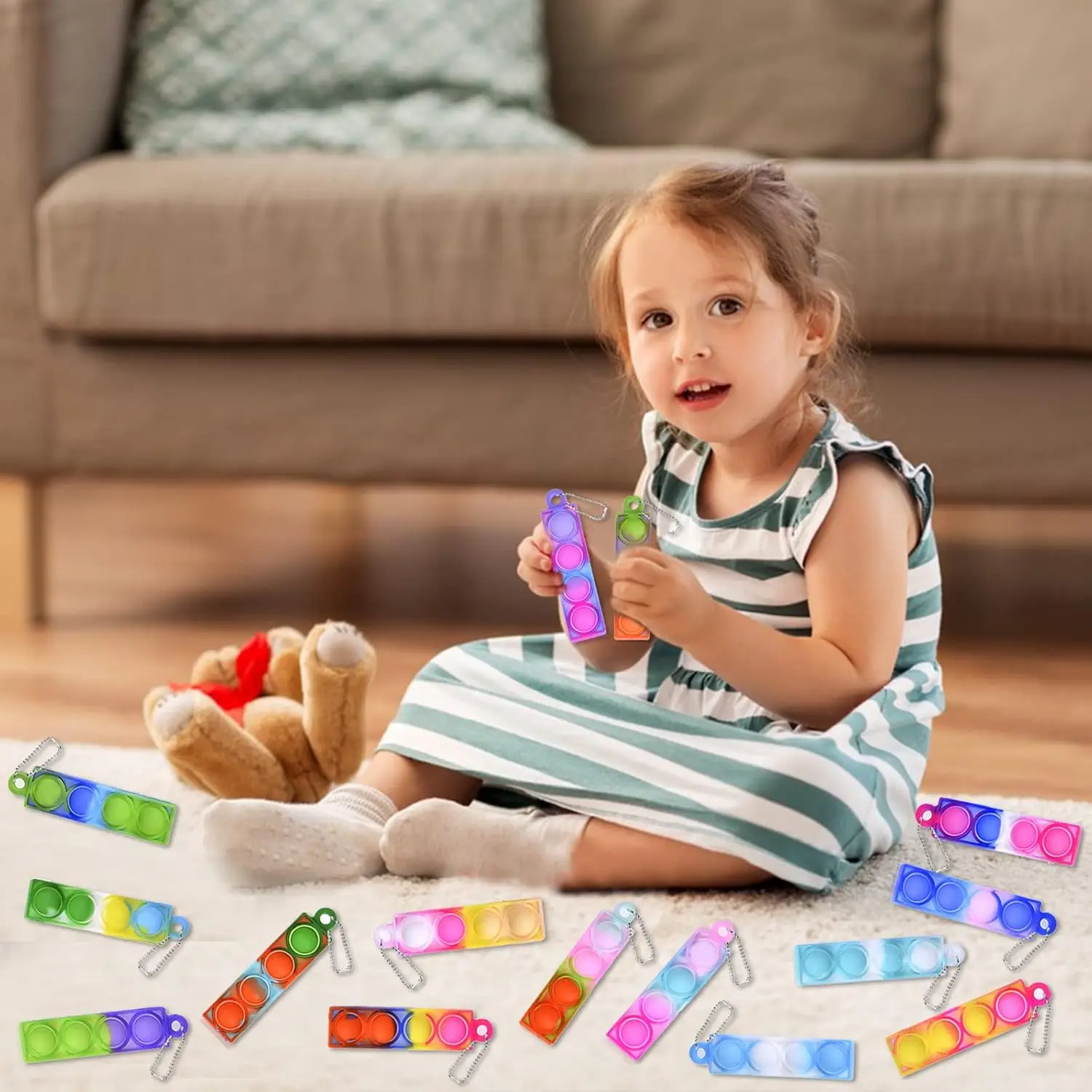 10/20/30/80/150 Pcs Mini Pop Keychain Fidget Toy - Sensory for Kids Birthday Party Favors Classroom Prizes - Pop Keychain Toy view 6