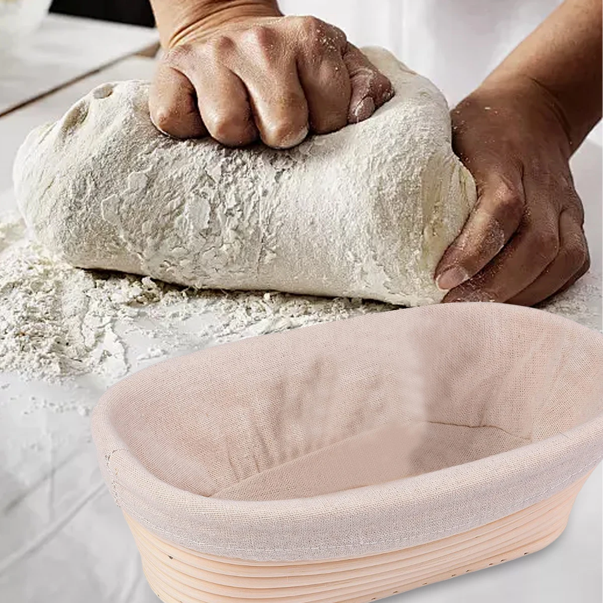 

1Pcs 10-Inch Oval Fermentation Basket Essential Baking Tool for Bread Fermentation and Perfectly Shaped Loaves