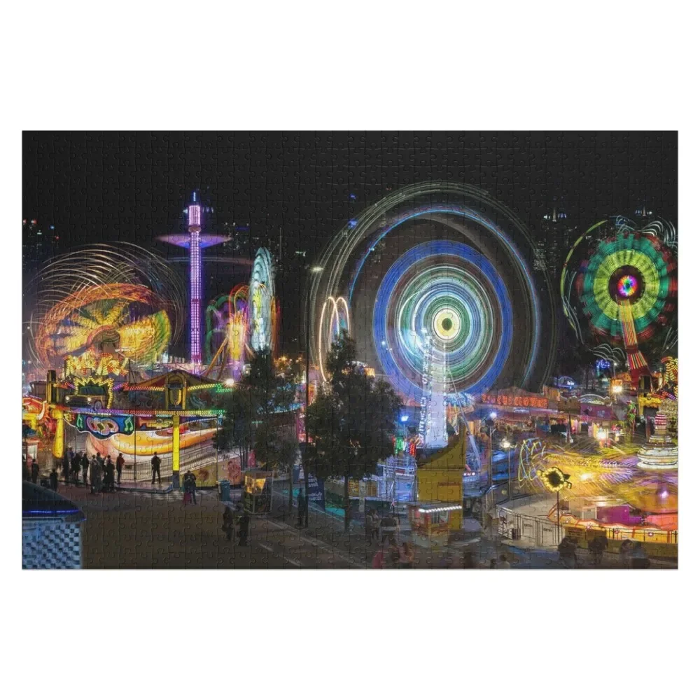 

Привлечение Fairground (полное панорамное изображение) Пазл Iq Деревянный пазл с индивидуальным именем