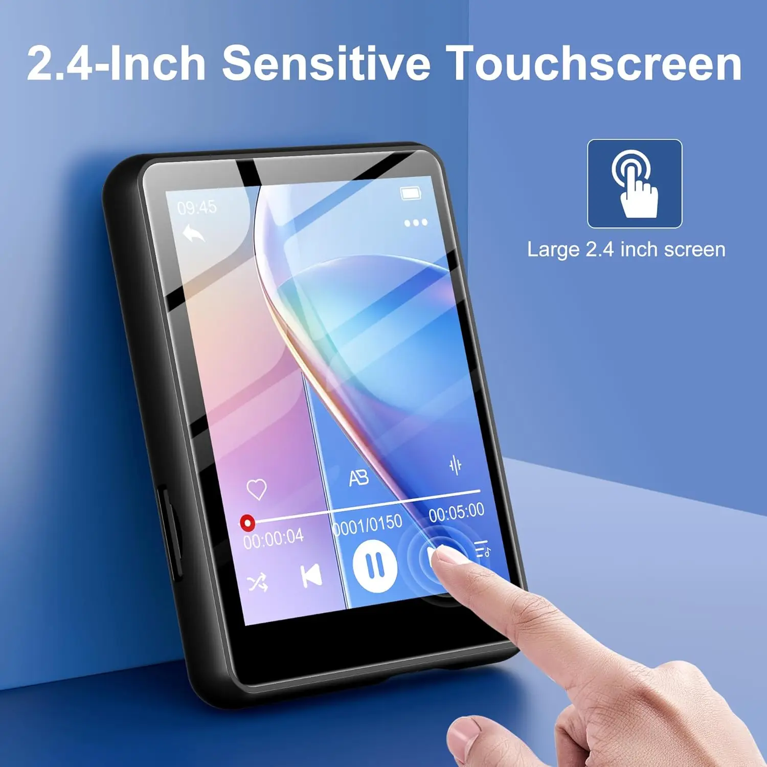 SWOFY M4 64GB MP3 Player Black Bluetooth 5.3 with Built-in Speaker High Definition FM Receiver Expandable to 128GB