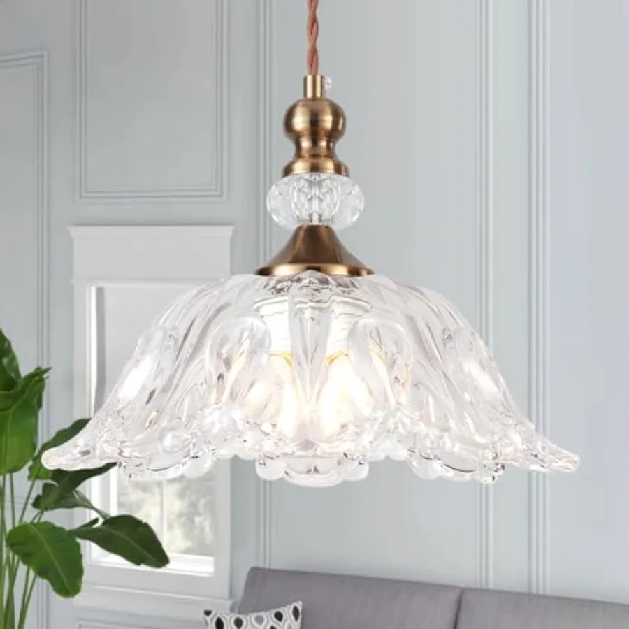 

Vtage Small Glass Pendant Light Fixtures for Kitchen Island " Farmhouse Brass Gold Adjustable Hangg Ceilg Light for Bedroom Cof