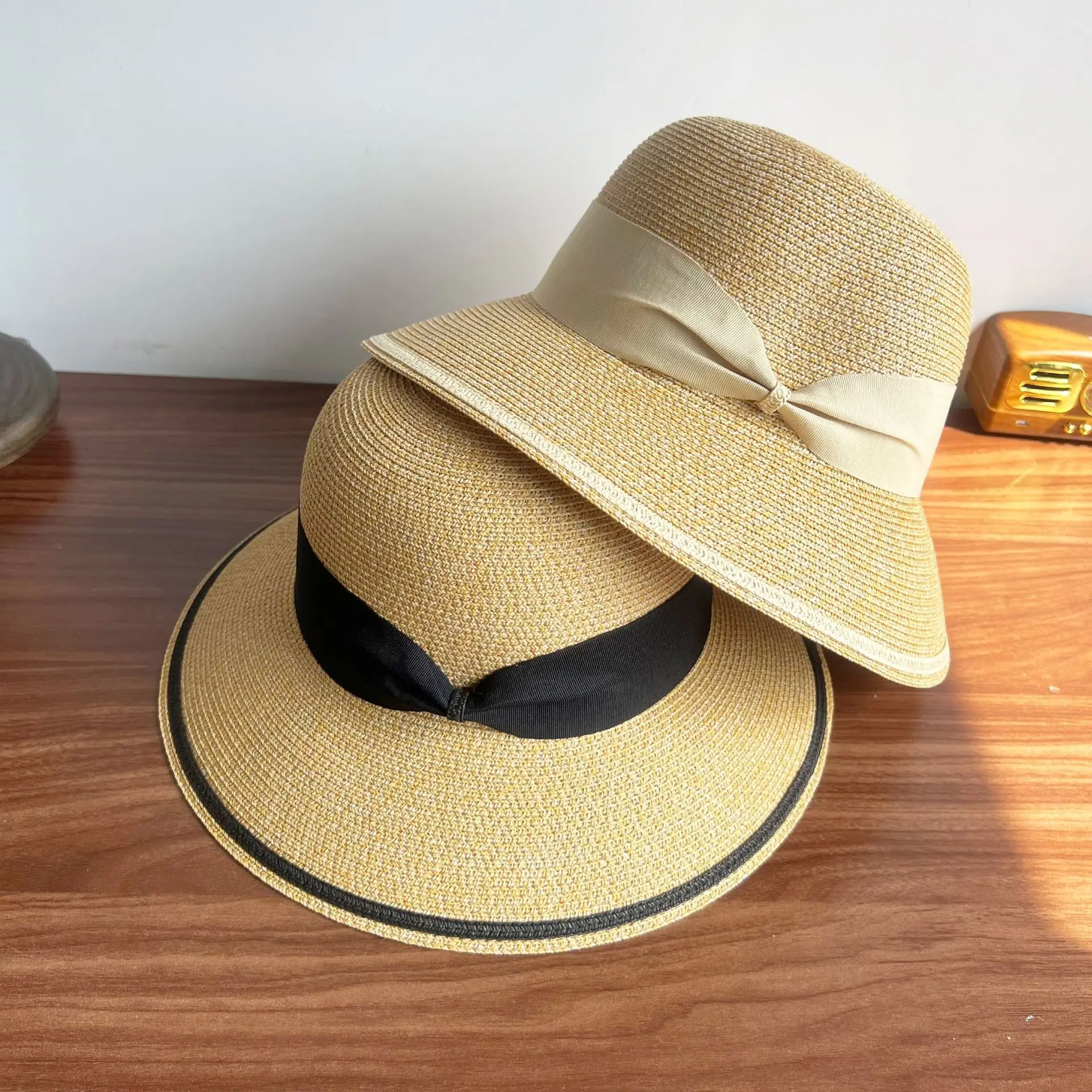 Retro Painter's Straw Hats Big Brim Women Summer Farm Fishing Sunshade and Sun Protection Hat Outdoor Hiking Daily Wear Foldable