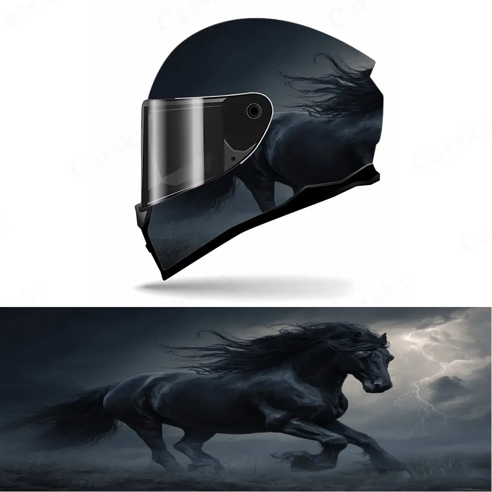 

Stormy Stallion Full Face Helmet Decals - Durable and Waterproof PVC, self-adhesive Motorcycle Racing Helmet Aesthetic Sticker,