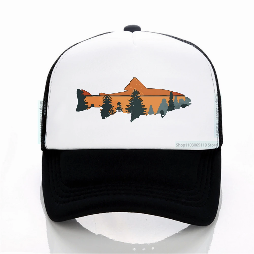 

Forest camping hiking fishbone hat Men women Outdoor Fishing Skeleton Fish Baseball Cap cool Summer Net breathable hats