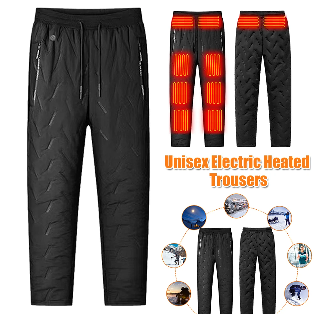 

Брюки унисекс с подогревом, 10 зон нагрева, электрические термобрюки, 3 температурных режима, водонепроницаемая зимняя электрическая теплая одежда