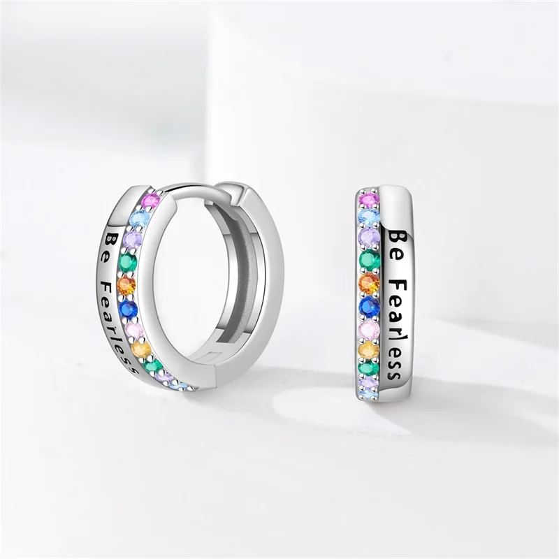

Серьги-кольца из стерлингового серебра 925 пробы для женщин, мечтательные радужные серьги в форме сердца, ювелирные изделия, подарок на годовщину, день рождения
