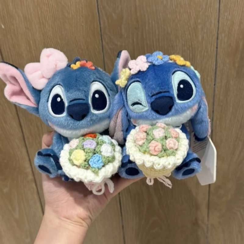 

Authentic Disney Plush Toy Bouquet Stitch Kawaii Dolls Cartoon Stuffed Anime Keychain Pendant Strap Toys Car Keyring Decor Gifts