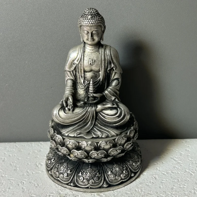 Antique Gilt Silver Buddha Lotus Ornament, Vintage Artifacts and Miscellaneous Home Decor, Buddhist Statue Decoration