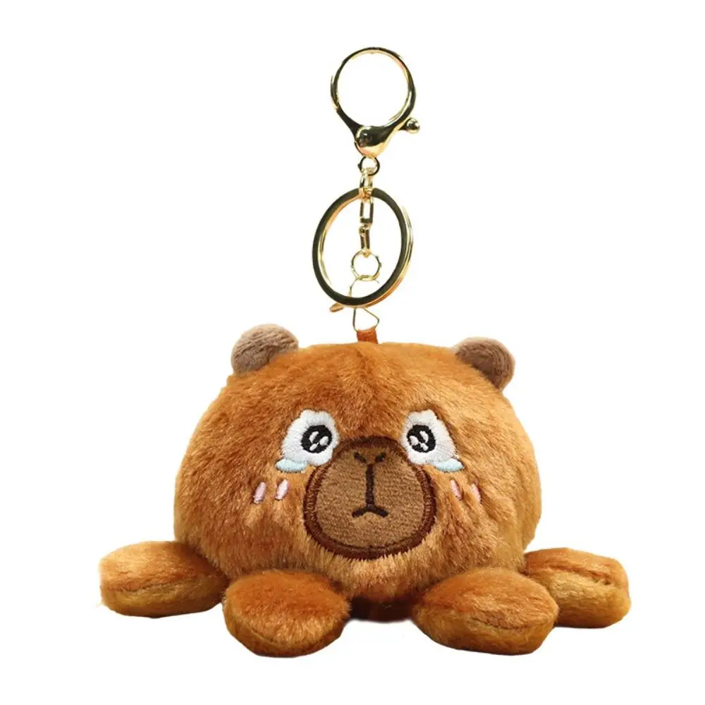 両面カピバラぬいぐるみキーホルダー ふわふわ反転ぬいぐるみ リバーシブルカピバラキーホルダー PPコットン入り 漫画カピバラ人形ペンダント