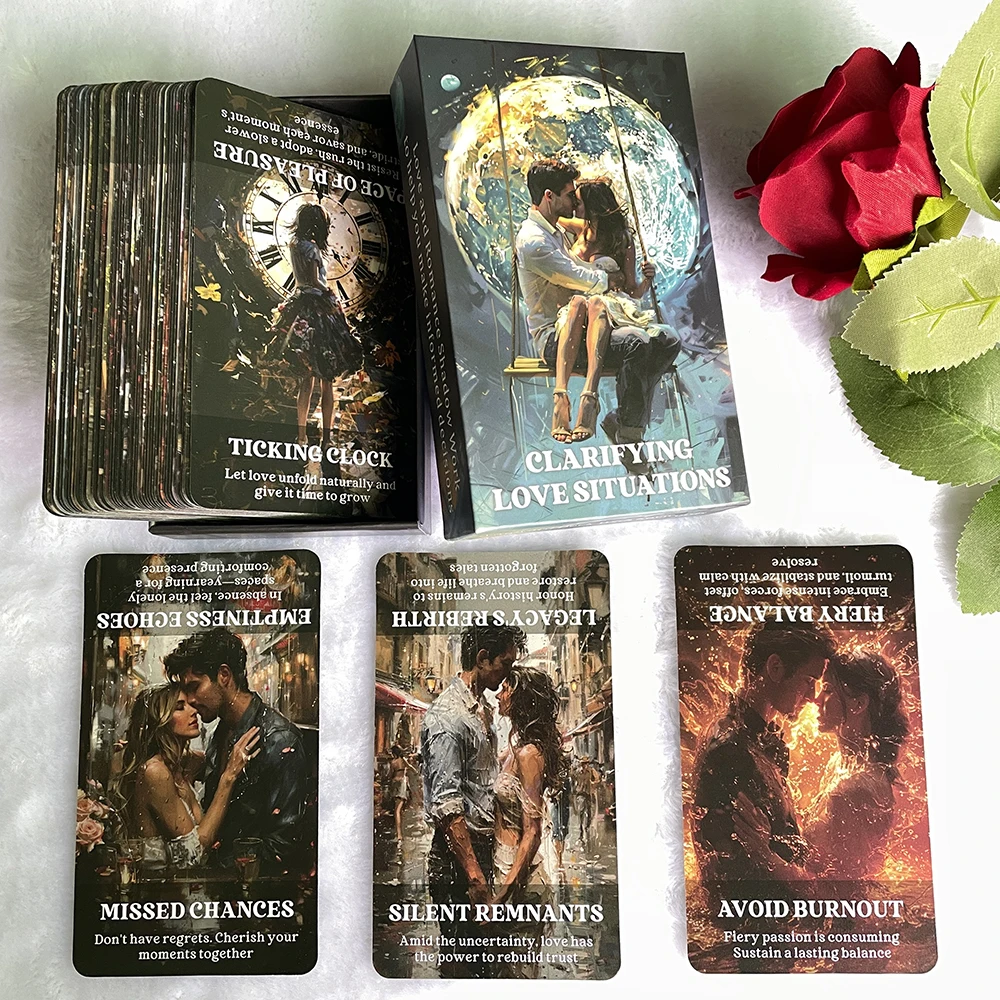 Clarifying Love Situations Oracle Cards 12x7cm 56-cards Tarot Board Deck Fortune Telling Toys in Box 400 GSM Paper Affirmation