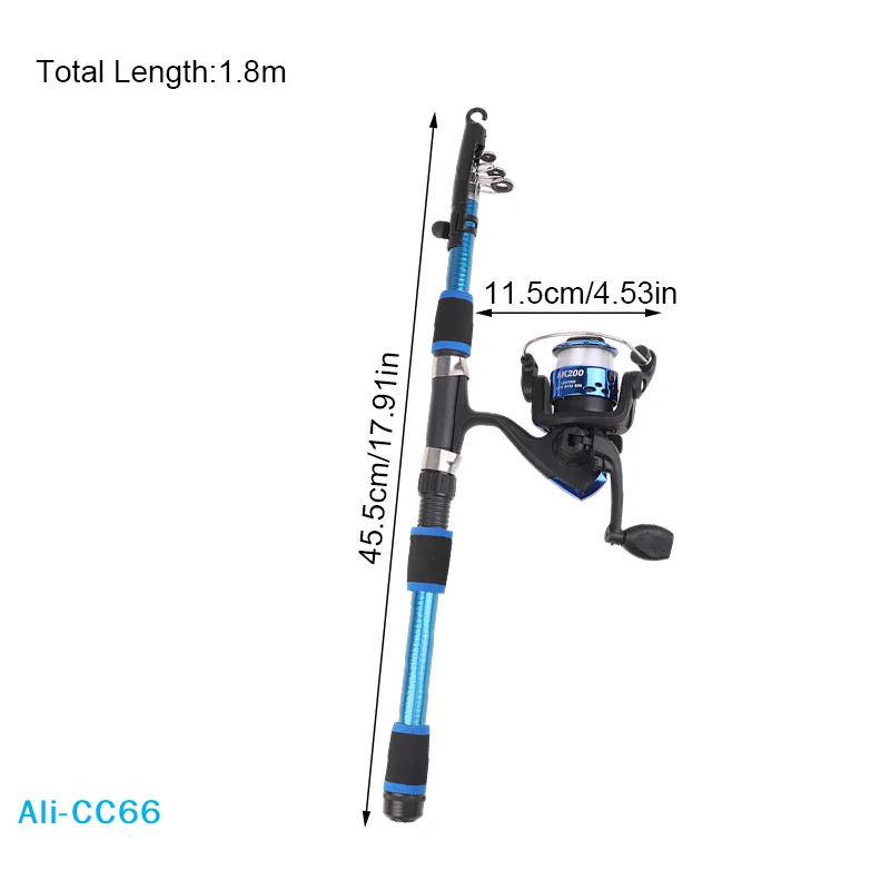 【C】1.8M Telescopic Fishing Rod Spinning Fishing Reel Set Portable Seaing Pole Throwing Rod Remote Throw Rods Fiberglass Gear