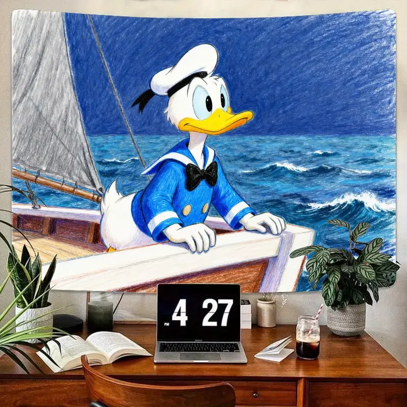 

1 шт., парусный гобелен с изображением Дональда Дака Диснея, морской полиэстер, настенное искусство для детей, спальни, гостиной, декор, подарок для фанатов