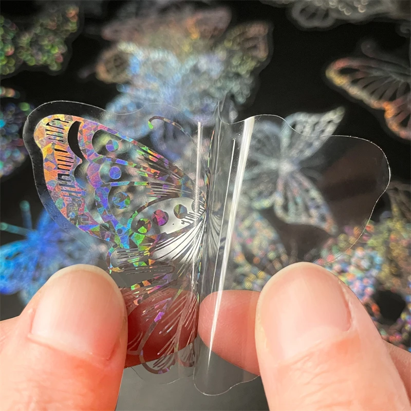 100PCS Transparent Laser Butterfly Sticker Holographic Graffiti Stickers for DIY Luggage Laptop phone