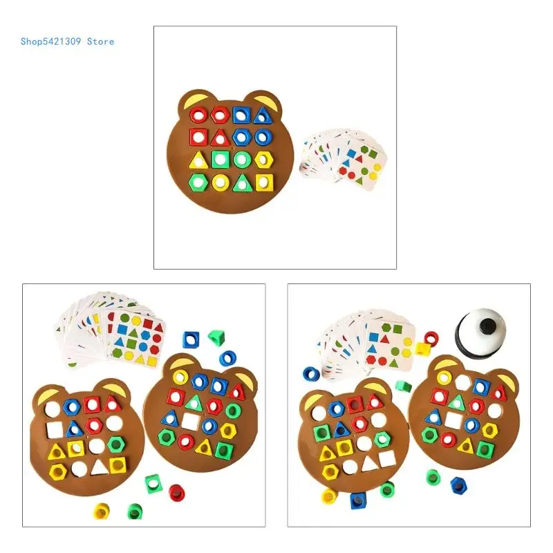 85WA Kids Puzzle Toy Developmental Color Matching Toy Children Learning Toy with Game Card Parent-Child Activity