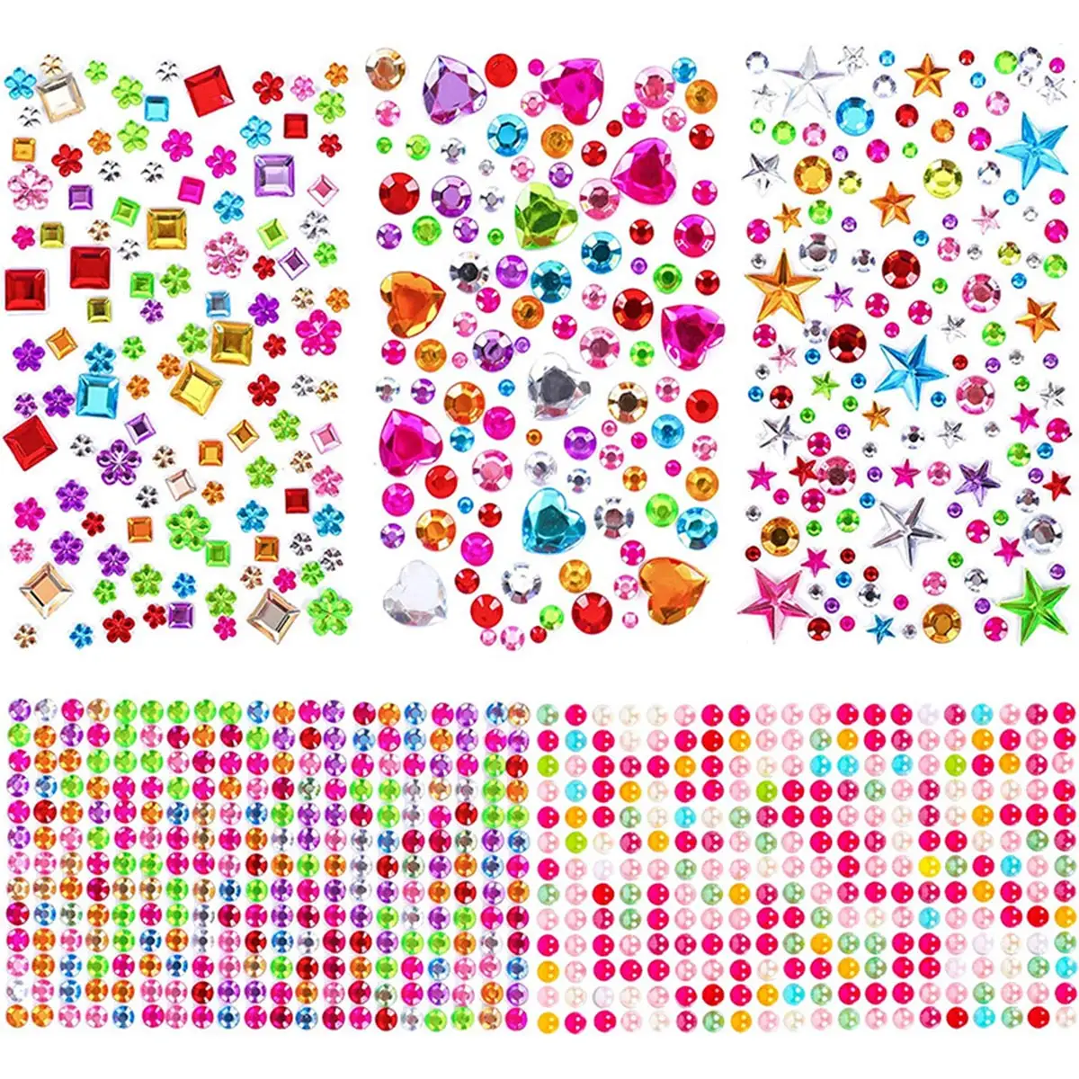 10 أوراق متعددة الألوان أكريليك تقليد اللؤلؤ حجر الراين النقش كابوشون ملصقات DIY الحرف اكسسوارات الديكور هدية للأطفال