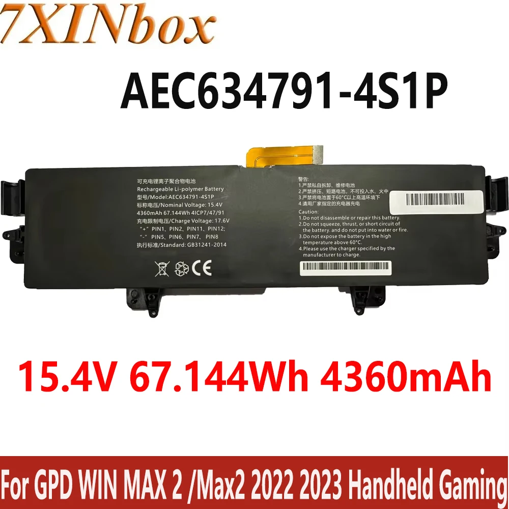 

7XINbox New AEC634791-4S1P 15.4V 67.14Wh 4360mAh Laptop Battery For GPD WIN MAX 2 /Max2 2022 2023 Handheld Gaming series