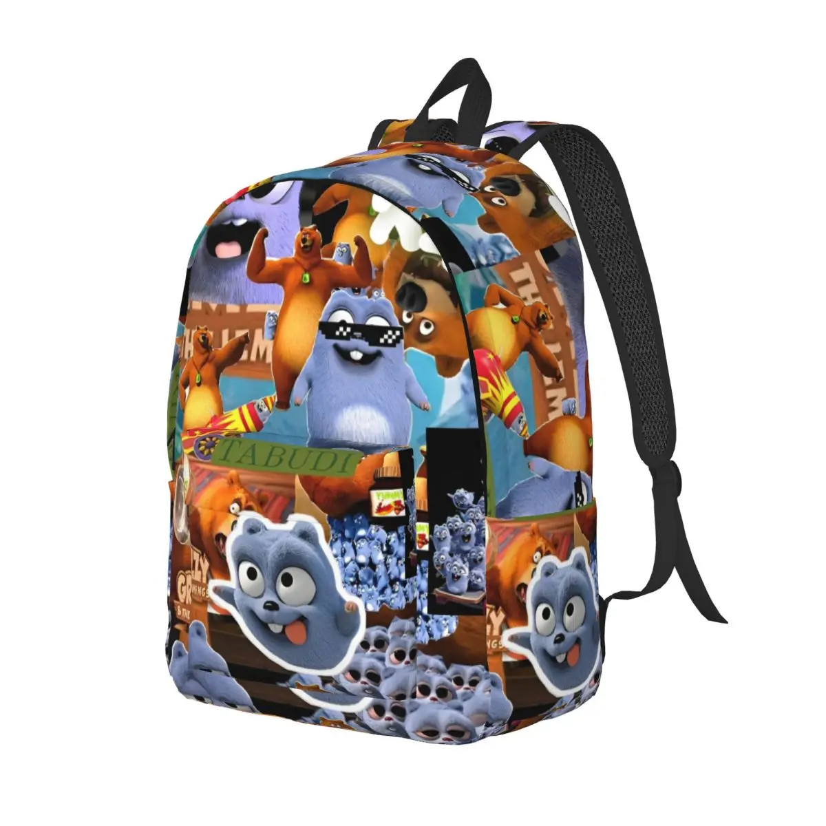 Grizzy And The Lemmings Cartoon Backpack for Men Women Teenage Student Work Daypack Laptop Computer Shoulder Bag Outdoor