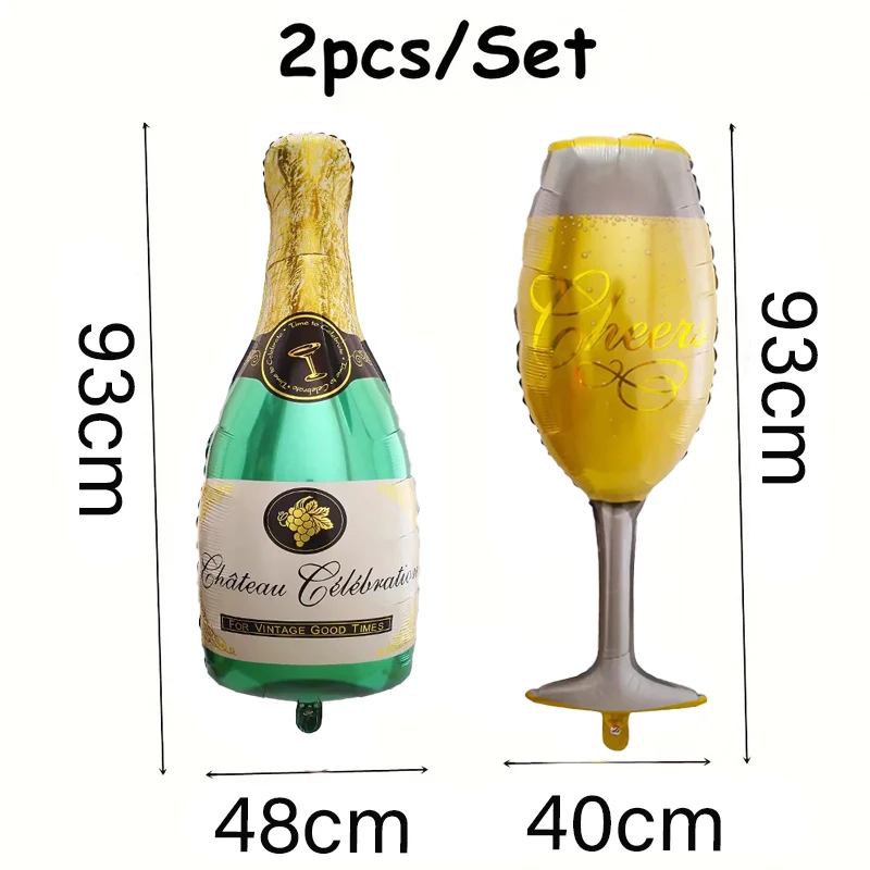 2pcs Champagne Bottle And Goblet Wine Glasses Foil Helium Balloons Birthday Wedding Bachelorette Party Decoration Globos Supplie