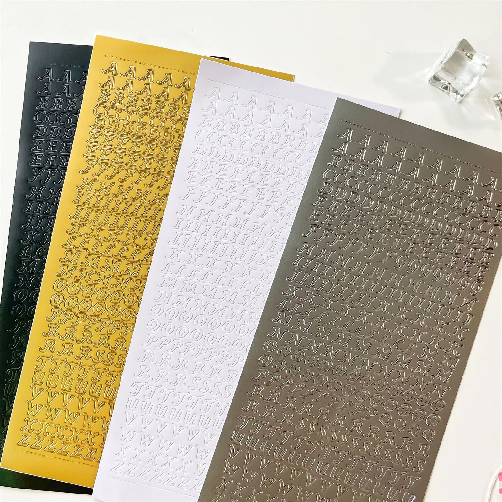 

4pcs Golden Silver Letter Stickers DIY Hand Account Journal Deco Sticker for Photos Albums Number Alphabet Stickers Stationery