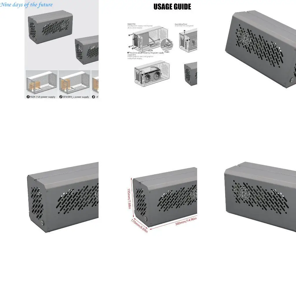 

Black Metal Frame Computer Case Enclosure for ATX37 SFX27 For 3x12CM Cooling Fan E65A