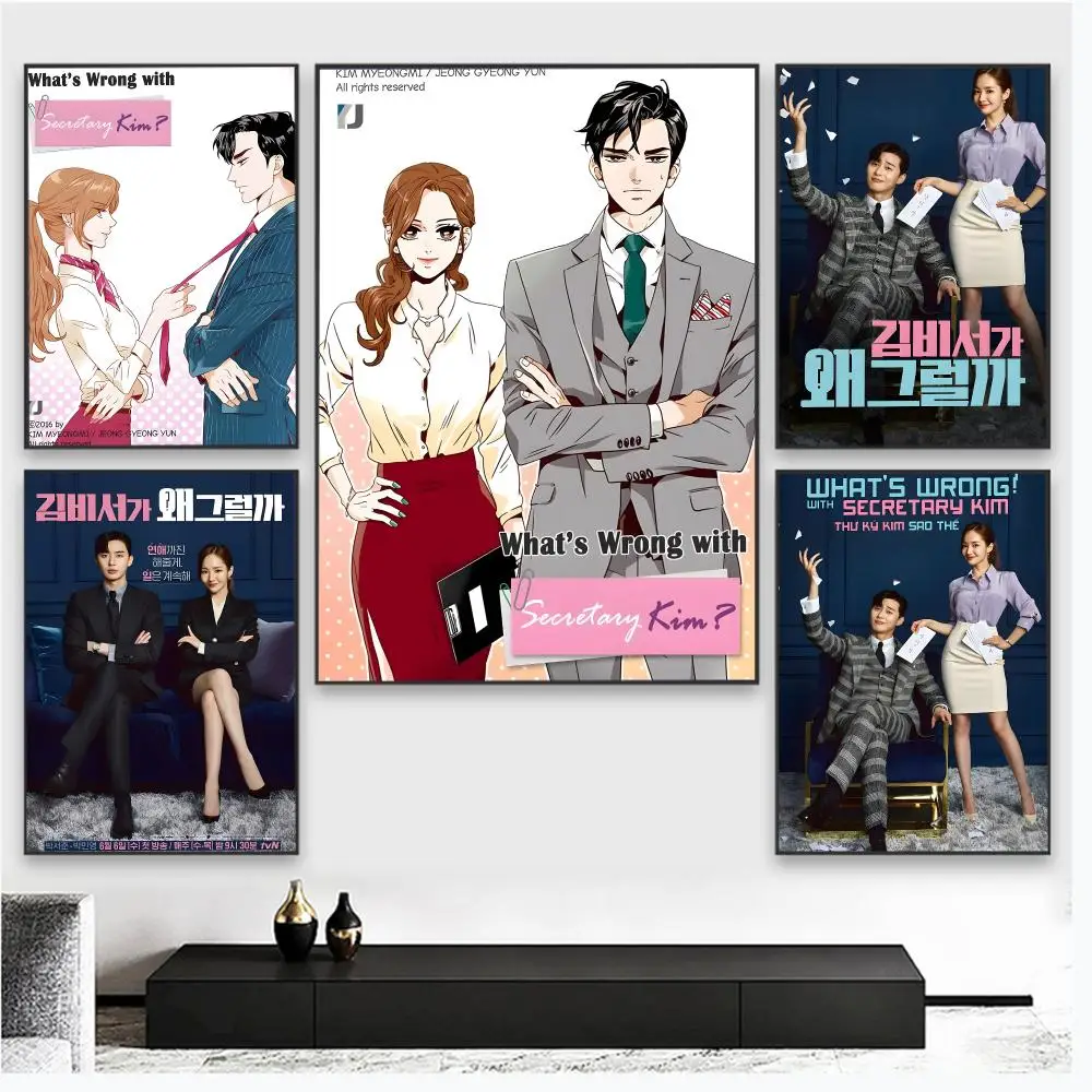 What's Wrong With Secretary Kim Poster Wall Art Poster Pictures, Aesthetic Home Decor For Living Room Bedroom Office